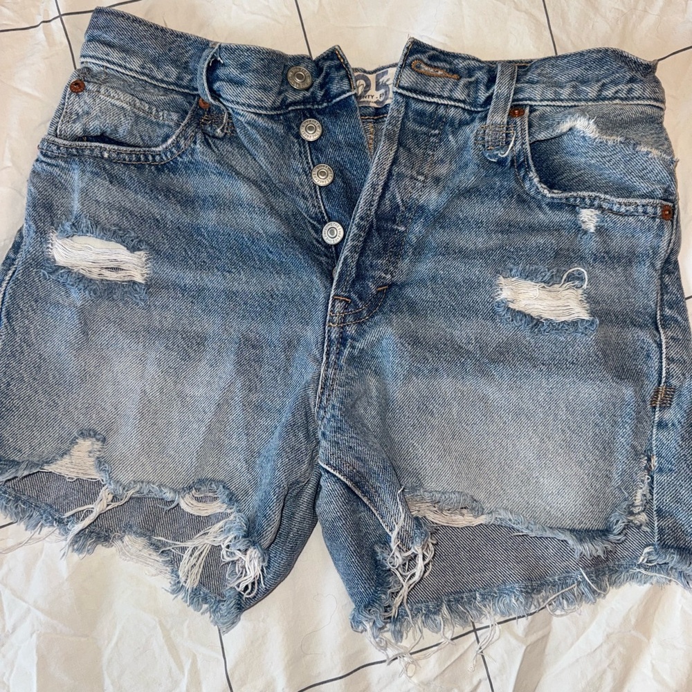 Free people Distressed Blue Denim Shorts